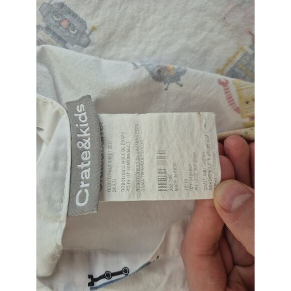 Crate & Barrel Kids Robot Flat Fitted Twin Sheet Set Organic Cotton - Picture 8 of 10